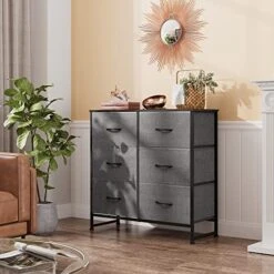 Fabric Dresser For Bedroom, 6 Drawer Double Dresser, Storage Tower With Fabric Bins, Chest Of Drawers For Closet, Living Room, Hallway, Nursery, Dark Grey -Best Furniture Store 51osROLa1pL