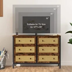 Dresser For Bedroom With 6 Drawers, TV Stand For 55" TV, Wide Storage Tower Organizer, Closet Dresser Chest Of Drawers For Bedroom Entryway Living Room Hallway -Best Furniture Store 51osmu7o6VL