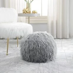 C COMFORTLAND Unstuffed Pouf, Faux Leather Poufs Cover, Large Round Poof Ottomans, Floor Bean Bag Ottoman, Foot Rest Storage Pouffe For Living Room, Bedroom, Or Gifts Gold -Best Furniture Store 51osmy3YaiL. AC