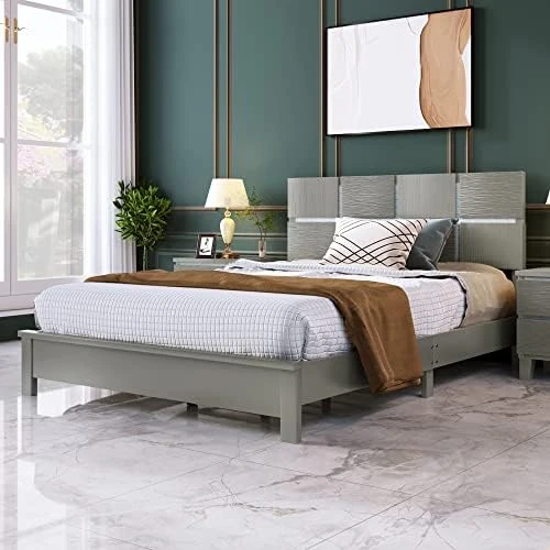 5 Piece Bedroom Set,Bedroom Furniture Set With King Size Wood Platform Bed,Dresser With Mirror And Nightstand*2 for Kids/Teens/Adults Bedroom(Champagne Silver) 10 5 Piece Bedroom Set,Bedroom Furniture Set With King Size Wood Platform Bed,Dresser With Mirror And Nightstand*2 for Kids/Teens/Adults Bedroom(Champagne Silver) - Image 10
