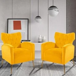 Sucrever Green Accent Chairs Set Of 2 With Armrests/Pillow, Upholstered Wingback Chair, Comfy Tufted Easy Stylish Velvet Accent Chair Set Of 2 For Bedroom Living Room Club And Fireplace 19 Sucrever Green Accent Chairs Set Of 2 With Armrests/Pillow, Upholstered Wingback Chair, Comfy Tufted Easy Stylish Velvet Accent Chair Set Of 2 For Bedroom Living Room Club And Fireplace -Best Furniture Store 51p0pQjPBgL. AC