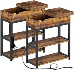 Rolanstar End Table With Charging Station, Narrow Nightstand, Flip Top Side Table With USB Ports And Storage Shelves For Small Spaces, Living Room, Bedroom (Rustic Brown) 16 Rolanstar End Table With Charging Station, Narrow Nightstand, Flip Top Side Table With USB Ports And Storage Shelves For Small Spaces, Living Room, Bedroom (Rustic Brown) -Best Furniture Store 51pUZbVRJuL. AC