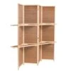 THY COLLECTIBLES Freestanding Wood Frame Woven Bamboo 4 Panels Hinged Privacy Panel Screen Partition Wall With 2 Display Shelves Holding Room Divider With Shelves-Bamboo (Brown)