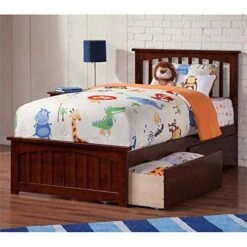 Rosebery Kids Twin XL Storage Platform Bed In Walnut