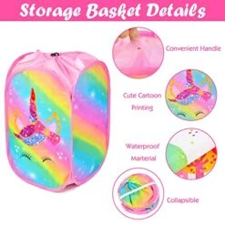 Toy Storage Baskets And Play Mat - Collapsible XL Toy Organizer For Kids, Portable Toy Storage Bin Holders For Block Game Toys,Unicorn Storage Baskets For Girls (Pink Unicorn) 12 Toy Storage Baskets And Play Mat - Collapsible XL Toy Organizer For Kids, Portable Toy Storage Bin Holders For Block Game Toys,Unicorn Storage Baskets For Girls (Pink Unicorn) -Best Furniture Store 51pi4ZyxgnL