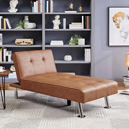 Yaheetech Faux Leather Sectional Sofa Couch Sectional Living Room Furniture Set Convertible Futon Sofa Beds With Chaise Lounge, Brown 2 Yaheetech Faux Leather Sectional Sofa Couch Sectional Living Room Furniture Set Convertible Futon Sofa Beds With Chaise Lounge, Brown - Image 2