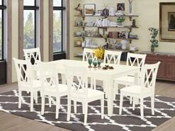 EAST WEST FURNITURE 9Pc Dining Set Includes A Rectangle Dining Table With Butterfly Leaf And Eight Double X Back Microfiber Seat Kitchen Chairs, Black Finish -Best Furniture Store 51ptJZF9LOL. AC