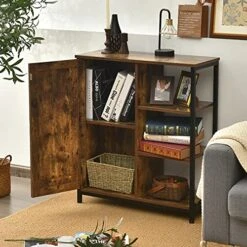 GLACER Industrial Style Floor Cabinet, Multifunctional Floor Storage Cabinet With Adjustable Shelf, Ideal For Living Room, Dining Room, Bedroom Or Entryway, 27.5 X 12 X 32 Inches (Rustic Brown) 7 GLACER Industrial Style Floor Cabinet, Multifunctional Floor Storage Cabinet With Adjustable Shelf, Ideal For Living Room, Dining Room, Bedroom Or Entryway, 27.5 X 12 X 32 Inches (Rustic Brown) -Best Furniture Store 51q927ZWBQS
