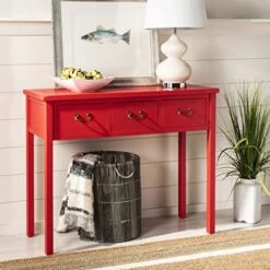 SAFAVIEH Home Collection Cindy Farmhouse Hot Red 3-Drawer Console Table