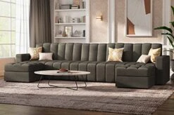 HONBAY Modular Sectional Sofa U Shaped Couch With Reversible Chaise Oversized Modular Sofa With Ottoman, Dark Grey -Best Furniture Store 51qOldWialL