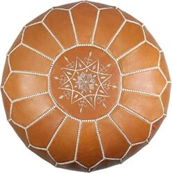 KRAFTIZAN Moroccan Leather Pouf Ottoman Foot Rest – Handmade Ottoman Leather Pouf – Genuine Leather Boho Round Ottoman Pouf Crafted By Moroccan Artisans – 21 X 13 Inch (Tan Brown, Unstuffed) -Best Furniture Store 51qS8XMIozS. AC