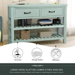 P PURLOVE Console Table Sofa Table With Drawers Console Tables For Entryway With Drawers And 2 Tiers Wood Shelf (Tiffany Blue) -Best Furniture Store 51qbfNZuERL