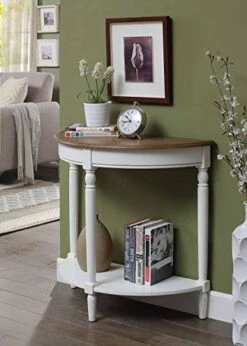 Convenience Concepts French Country Half-Round Entryway Table With Shelf, Driftwood/White