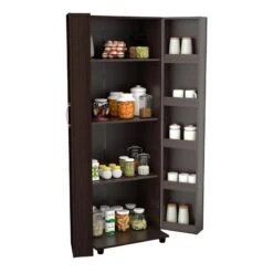 Inval 4-Shelf 2-Door Kitchen Pantry Storage Cabinet, Espresso -Best Furniture Store 51qytpGVz0L