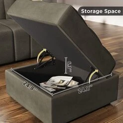 HONBAY Modular Sectional Sofa U Shaped Couch With Reversible Chaise Oversized Modular Sofa With Ottoman, Dark Grey -Best Furniture Store 51rABHiHEoL