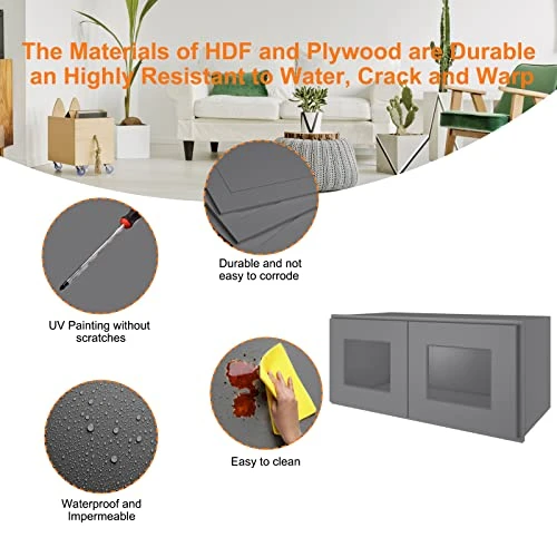 LOVMOR Wall-Mounted Cabinets, Medicine Cabinets With Soft-Close Doors, Decorative Furniture For Living Rooms, Bedrooms, Kitchens, Laundry Rooms (Glass Not Included) 3 LOVMOR Wall-Mounted Cabinets, Medicine Cabinets With Soft-Close Doors, Decorative Furniture For Living Rooms, Bedrooms, Kitchens, Laundry Rooms (Glass Not Included) - Image 3