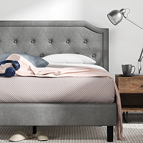 INUS Kellen Upholstered Scalloped Platform Bed Frame / Mattress Foundation / Wood Slat Support / No Box Spring Needed / Easy Assembly, Queen 3 INUS Kellen Upholstered Scalloped Platform Bed Frame / Mattress Foundation / Wood Slat Support / No Box Spring Needed / Easy Assembly, Queen - Image 3