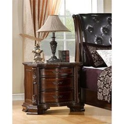 Home Square Cheston Traditional 3 Drawer Solid Wood Nightstand In Brown Cherry Set Of 2 -Best Furniture Store 51rVLy42WdL