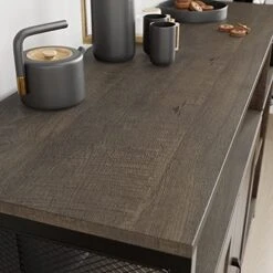 HITHOS Kitchen Buffet Cabinet, Accent Sideboard Buffet With Storage, Wood Floor Storage Cabinet With Doors And Shelves, Industrial Living Room Dining Room Furniture, Dark Brown -Best Furniture Store 51rbzVsevwL