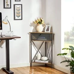 VECELO Cabinet/Table, 3-Tier Display Shelves With Protection Door, Metal Frame Storage Shelf Organizer For Small Space, Living Room, Kitchen, Bathroom, Set Of 2, Grey+Black 19 VECELO Cabinet/Table, 3-Tier Display Shelves With Protection Door, Metal Frame Storage Shelf Organizer For Small Space, Living Room, Kitchen, Bathroom, Set Of 2, Grey+Black -Best Furniture Store 51rf0G0uW0L