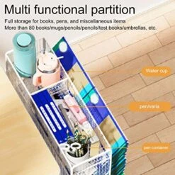 Pssopp Kids Sling Bookshelf, 6 Tier Large Capacity Rust Prevention Bookshelf With Wheels For Students -Best Furniture Store 51rhuWAfBfL