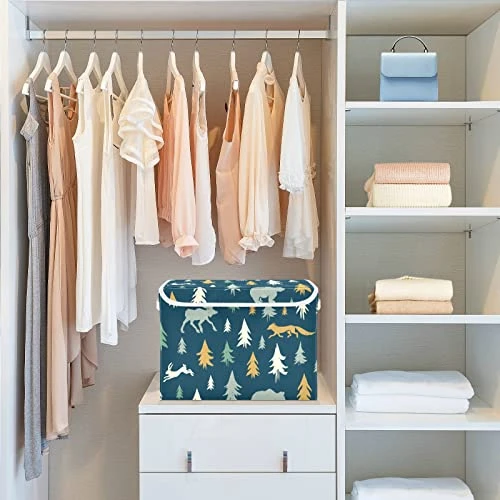 FULUHUAPIN Christmas Reindeer Fox Trees Toy Storage Box Chest With Lid, 16.5"x12.6"x11.8" Sturdy Toys Organizer Boxes Bin Baskets For Boy, Girl, Nursery, Closet, Bedroom, Playroom 21010277 4 FULUHUAPIN Christmas Reindeer Fox Trees Toy Storage Box Chest With Lid, 16.5"x12.6"x11.8" Sturdy Toys Organizer Boxes Bin Baskets For Boy, Girl, Nursery, Closet, Bedroom, Playroom 21010277 - Image 4