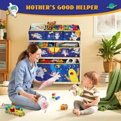 Eapura Kids Toy Storage Organizer 3-Tier Wooden Children Storage Rack With Wheels 6 Detachable Storage Bins Extra Large Capacity Bookshelf Bookcase Display Stands Shelf Multi Cabinet For Books Toys -Best Furniture Store 51rkBwUkNdL