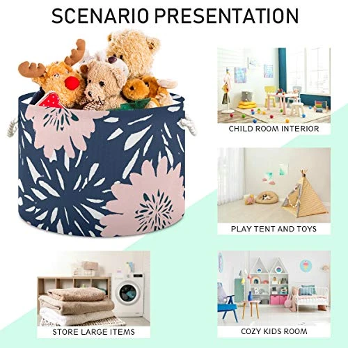 ALAZA Round Storage Basket Bin Abstract Pink Flowers Collapsible Waterproof Laundry Hamper Baby Nursery Basket Organizer With Handles For Bedroom Closet Toys Gifts 3 ALAZA Round Storage Basket Bin Abstract Pink Flowers Collapsible Waterproof Laundry Hamper Baby Nursery Basket Organizer With Handles For Bedroom Closet Toys Gifts - Image 3