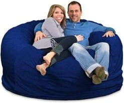 ULTIMATE SACK 6000 (6 Ft.) Bean Bag Chair Cover In Multiple Colors: Cover ONLY. (6000, Navy Suede) -Best Furniture Store 51rsDEHOMmL. AC