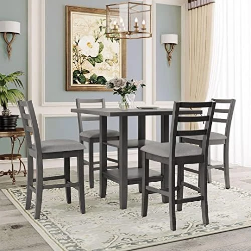 Mojay 6-Piece Rectangular Espresso Wood Dining Table Set With 4 Upholstered Chairs And Bench For Kitchen And Dining Room 13 Mojay 6-Piece Rectangular Espresso Wood Dining Table Set With 4 Upholstered Chairs And Bench For Kitchen And Dining Room - Image 13