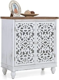 MFSTUDIO Accent Tall Wood Storage Cabinet Buffet Sideboard Hollow-Carved Floral 2 Doors Distressed Decorative For Living Room Kitchen Stand Entryway Hallway, 13.8" Dx31.5 Wx47.4 H, Blue 18 MFSTUDIO Accent Tall Wood Storage Cabinet Buffet Sideboard Hollow-Carved Floral 2 Doors Distressed Decorative For Living Room Kitchen Stand Entryway Hallway, 13.8" Dx31.5 Wx47.4 H, Blue -Best Furniture Store 51sAbNlxMkL. AC