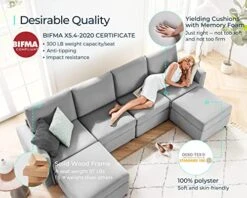 LINSY HOME Modular Sectional Sofa, Convertible U Shaped Sofa Couch With Storage, Memory Foam, Modular Sectionals With Ottomans, 6 Seat Sofa Set With Chaise For Living Room, Grey -Best Furniture Store 51sGaEPuYEL