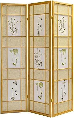 3 Panel Room Divider Privacy Screen Botanical Floral Accented Black 71” Tall 9 3 Panel Room Divider Privacy Screen Botanical Floral Accented Black 71” Tall - Image 9