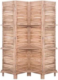 5.6 Ft Wood Room Divider, 5 Panel Panel Divider&Room Dividers, Partition Divider,Decorative Panel, Folding Privacy Screen Panels, Room Dividers With 3 Shelves And Privacy Screens (5 Panel,Natural) -Best Furniture Store 51sNi96roVL. AC