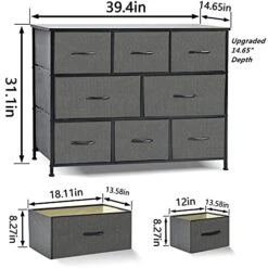 Deep Grey Fabric Dresser Storage Organizer 8-Drawer Closet Shelves, Dressers Storage Chest For Bedroom, Living Room, Hallway & Nursery With Easy Pull Fabric Bins Wood Top -Best Furniture Store 51sP1EXQm9S