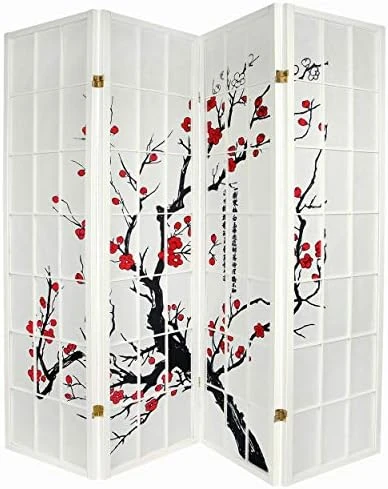 4-Panel Blossom Screen Room Divider, Black 7 4-Panel Blossom Screen Room Divider, Black - Image 7