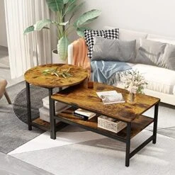 AWQM Nesting Coffee Table Set Of 2, Round End Table Modern Stacking Side Table With Faux Marble Top And Metal Frame For Living Room, Bedroom And Balcony, White -Best Furniture Store 51sT g9DUrL. AC