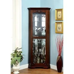 Furniture Of America Lennie Glass Door Corner Curio Cabinet In Walnut -Best Furniture Store 51sW8kiAO5L