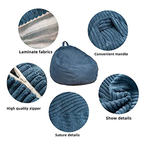 Bean Bag Chairs Cover (No Filler),Bean Bag Cover,Stuffed Animal Storage Bean Bag,Bean Bag For Kids,Adults,Teens,36 X 45 In Blue Bean Bag 2 Bean Bag Chairs Cover (No Filler),Bean Bag Cover,Stuffed Animal Storage Bean Bag,Bean Bag For Kids,Adults,Teens,36 X 45 In Blue Bean Bag - Image 2