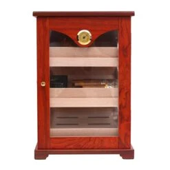 Cigar Cabinet Humidifier Cabinet Spanish Solid Fir Double Low Glass Top Premium Design Large Humidifier Cabinet, 19.3 * 13.14 * 11.4 Inches Can Be Placed In The Living Room 80-150.