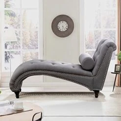 ALISH Chaise Lounge Indoor Upholstered Chaise Lounge Chair Modern Recliner Sofa Sleeper Sofa For Living Room, Bedroom Gray -Best Furniture Store 51soCzllmzL