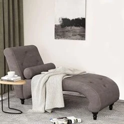 POINTANT Chaise Lounge Indoor Upholstered Armless Chaise Lounge Chair Button Modern Recliner Sofa Sleeper Sofa For Living Room, Bedroom-Beige -Best Furniture Store 51ssOs4N84L. AC