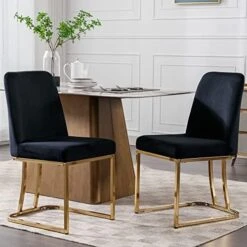VESCASA Velvet Upholstered Dining Chairs With Back, Mid Century Modern Dining Chairs With Gold Metal Frame For Dining Room, Restaurant, Kitchen, Set Of 4, Grey -Best Furniture Store 51t2hm1AqGL. AC