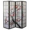 4 Panel Cherry Blossom Design Room Divider, 4-Panel, Black