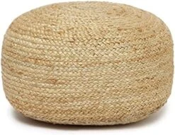 · REDEARTH · Cylindrical Pouf Foot Stool Ottoman -Jute Braided Accent Chair Footrest For The Living Room, Bedroom, Nursery, Patio, Lounge & Other Rooms In The Home (14.5”x14.5”x16”; Natural Ivory) -Best Furniture Store 51t7jspDurL. AC