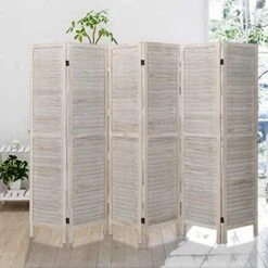 6 Panel Room Divider, Wood Room Divider Temporary Wall, Extra Wide Folding Room Dividers And Privacy Screens, Dividers For Bedroom Studio Apartment Dorm(White) -Best Furniture Store 51t8Oxb8TlL