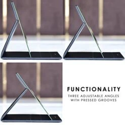 Premium Portable Makeup Mirror (Black) | Perfect For Travel, Home Vanity, Office Desk | Large Size, Folding Design With Stand For Tabletop, Vegan Leather | Beauty Gifts For Bridesmaids -Best Furniture Store 51tBi5MDmxL