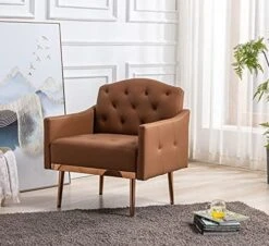 KINFFICT Modern Accent Chair, Upholstered Single Sofa Arm Chair For Living Room And Bedroom, Upholstered Comfy Armchair Chair With Solid Tapered Metal Legs, White -Best Furniture Store 51tCIxT9peL. AC