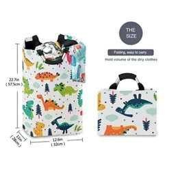 Xigua Laundry Hamper Basket Cartoon Dinosaur Collapsible Nursery Storage Bin Waterproof Clothing Baskets For Home Bedroom Bathroom Washing Room -Best Furniture Store 51tHkDV3KsL