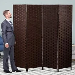 Room Divider, 4 Panel Room Dividers And Folding Privacy Screens 6FT Tall Sound Proof Wall Divider Wood Screens Dorm Partitions Freestanding Temporary Wall Room Furniture Separators- Black -Best Furniture Store 51tPQij1R L. AC